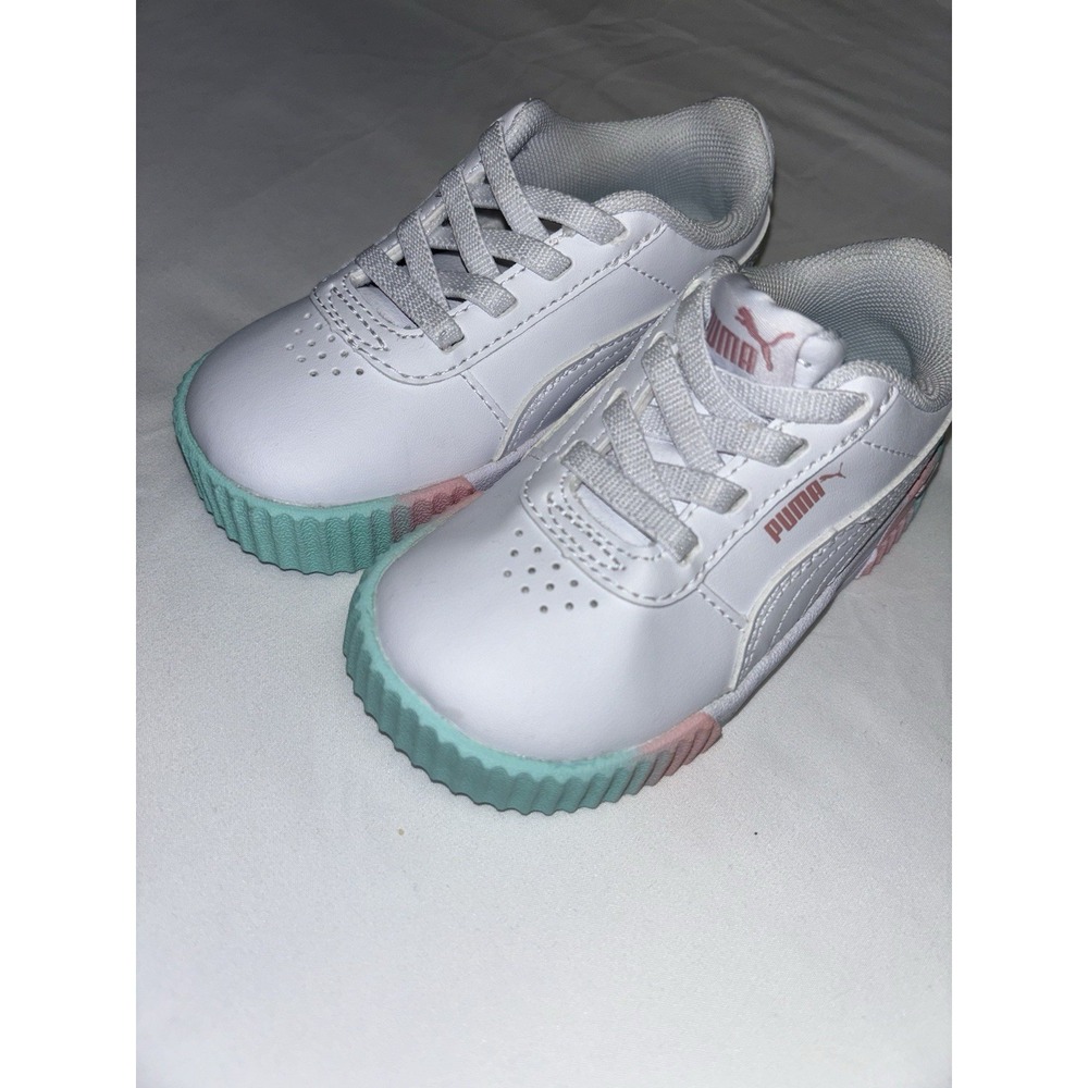 Puma Carina Platform Sneakers White Youth Kids Girls Size 6C
